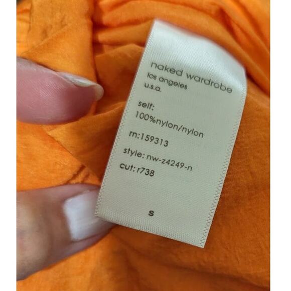 Naked Wardrobe Windbreaker Jacket Size Small Full Zip Pocket Utility Orange, S - Picture 7 of 12
